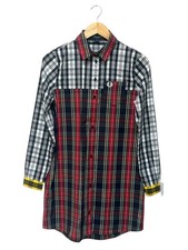 Women’s Fred Perry Button Down Shirt Dress U.K. 8 Tartan Check Long Sleeve Mod 