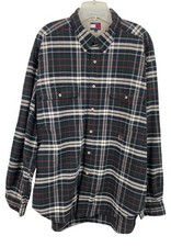 Vintage 90s Tommy Hilfiger Men's XL Crest Plaid Button Down Shirt Long Sleeve