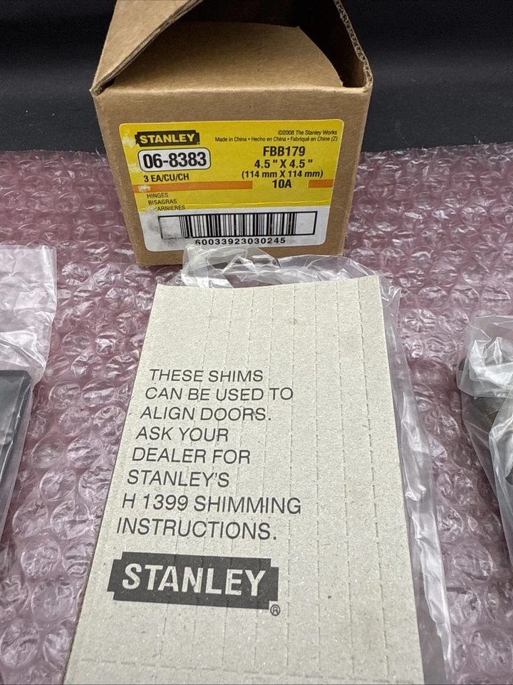 Bisagras de puerta Stanley FBB179 4,5" x 4,5" bisagras (paquete de 3) 06-8383 NUEVO Foto 2 de 4