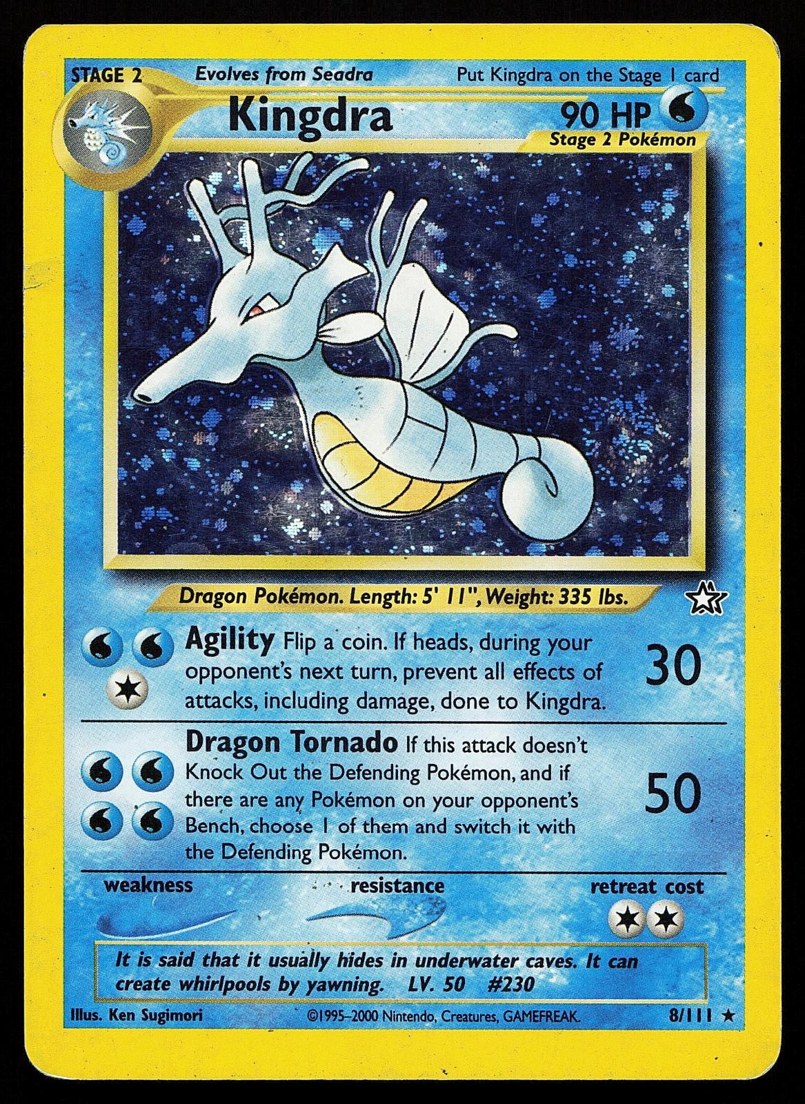 Kingdra 8/111 Unlimited Holo Rare Neo Genesis Pokemon Card