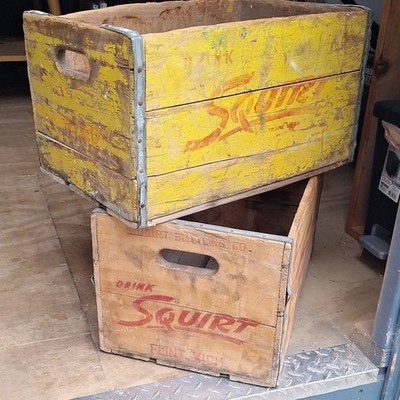 Squirt Vintage Wooden Soda Advertising Crate - Squirt Bottling Co Flint MI
