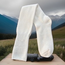 VTG Socks Hosiery 90s Knit White NOS 9-11 24" USA Stocking School Girls Style