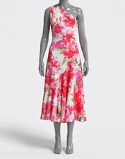 Kay Unger Women's Pink Floral One Linnea Tea Length Dress Size 14