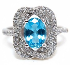 2CT Aquamarine  White Topaz 925 Solid Sterling Silver Ring Jewelry Sz 6