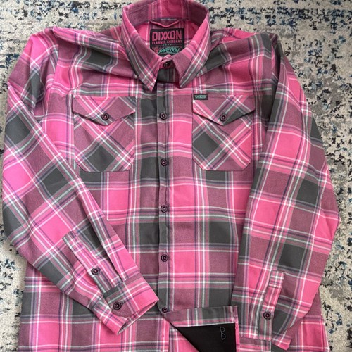 Dixxon Flannel Company x Shreddy Men's L Pink/Gray Plaid Flannel Button-Up