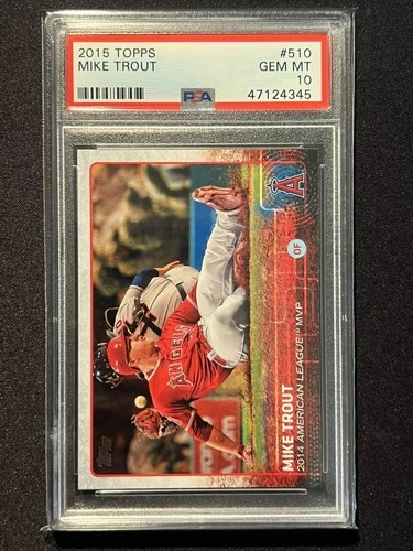 2015 Topps #510 Mike Trout Los Angeles Angels MVP Baseball Card PSA 10 Gem Mint