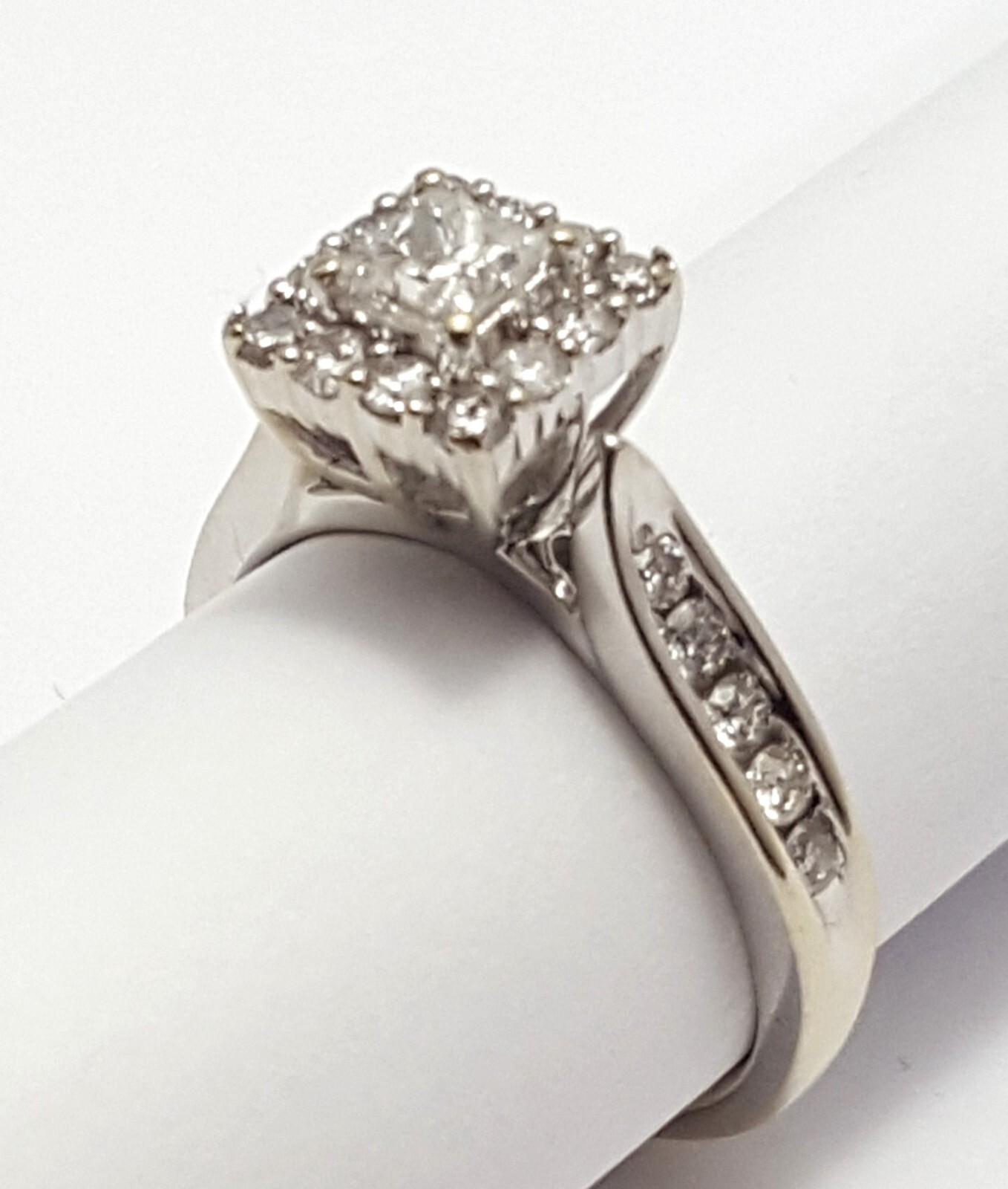 Unique 14K Solid White Gold Wedding Engagement Pr… - image 5