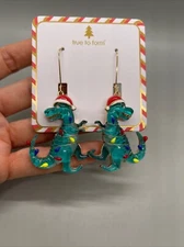 T-Rex Christmas Dinosaur Earrings,  True to form