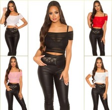 Koucla Off Shoulder Crop Top Shirt Bauchfrei