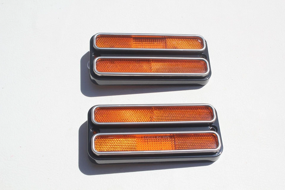 Juego de luces marcadoras laterales LED delanteras traseras para camioneta Chevy GMC borde cromado rojo ámbar Foto 4 de 4
