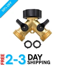 Heavy-Duty Brass 2 Way Garden Hose Splitter - Precision Engineered Connector