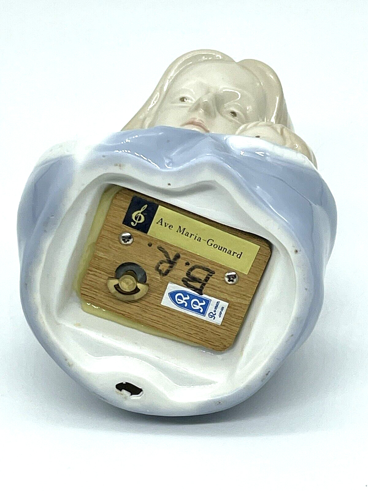 Madonna and Child Ave Maria Porcelain Music Box RR Roman Sankyo JAPAN