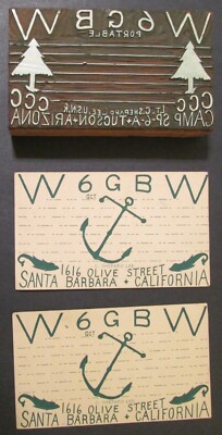 Rare Radio W6GBW ARIZONA QSL CARD STAMPER Plus 2 Santa Barbara UNUSED QSL Cards