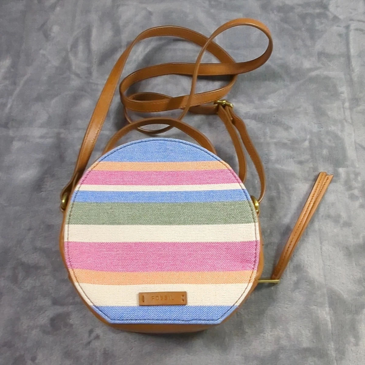 Fossil Courtney Canteen Bag Crossbody u0026 Top Handle Multicolor Stripe Vegan  | eBay