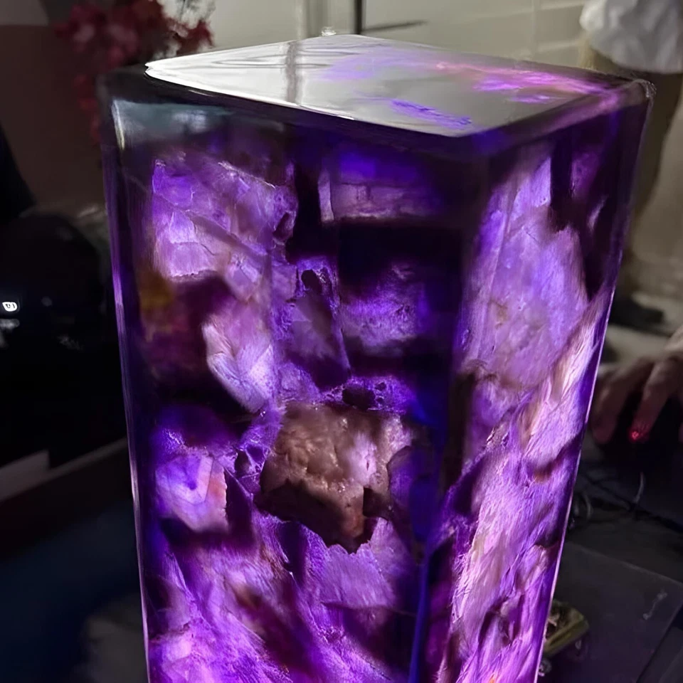 Lámpara de ágata de cuarzo amatista, interior de lámpara de noche de dormitor... - Imagen 2 de 4