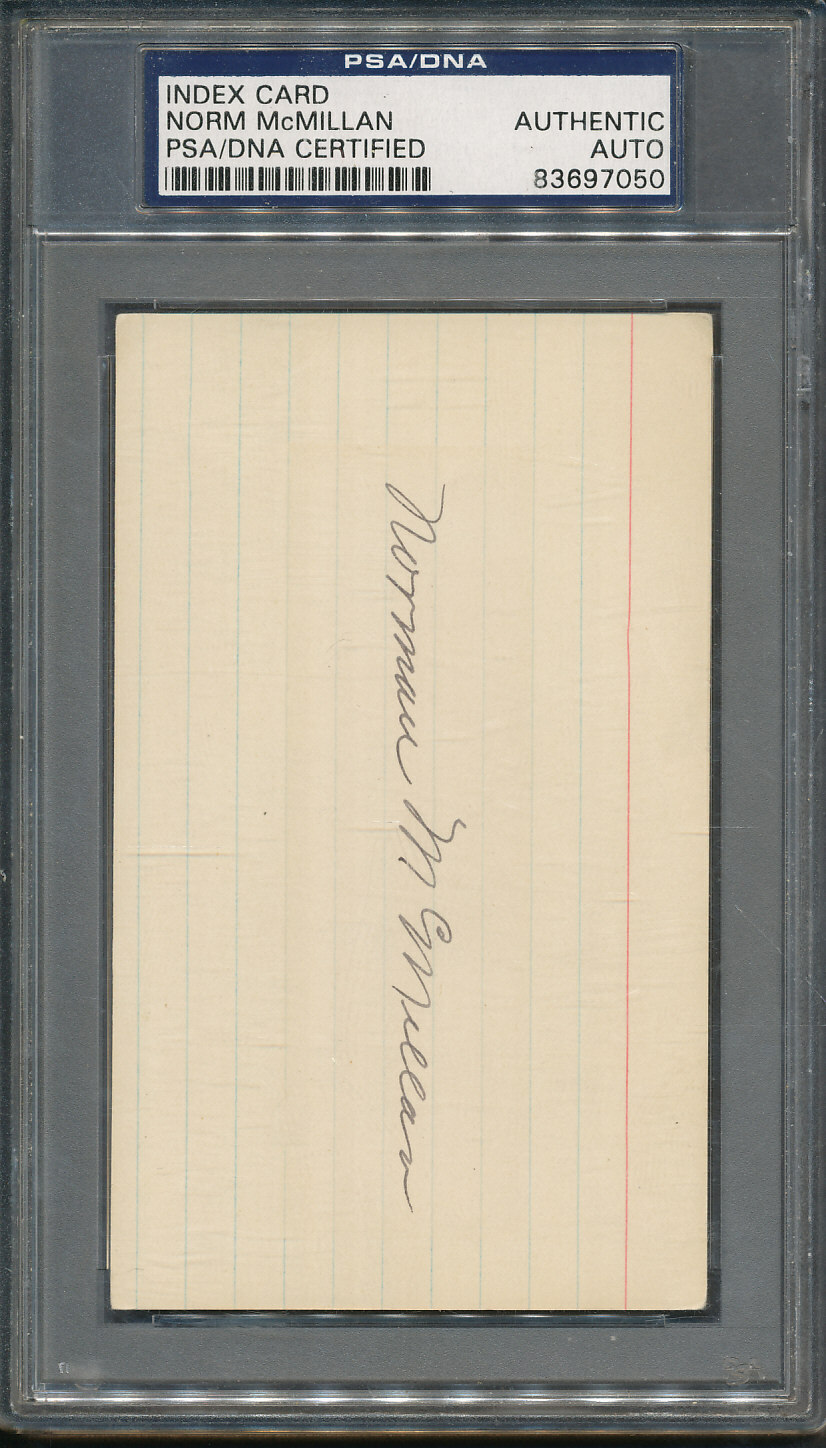 Norm McMillan Signed Index PSA/DNA Certified Authentic *7050 