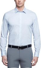 CALVIN KLEIN Men s Wrinkle Free Stretch Dress Shirt ,Mist, Large 32/33