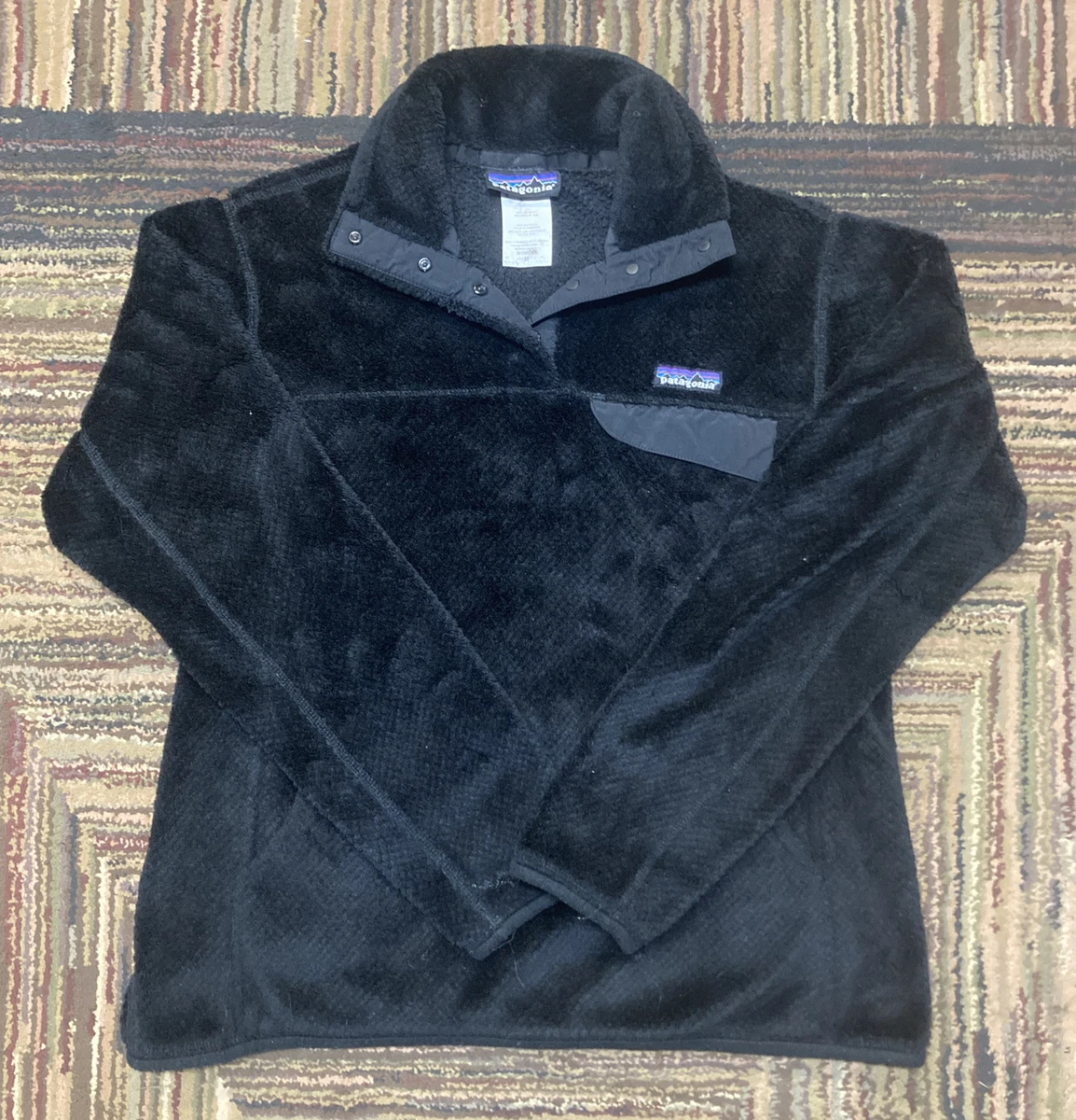 PATAGONIA Polartec Grid Waffle Fleece Pullover Black Size Medium Women s