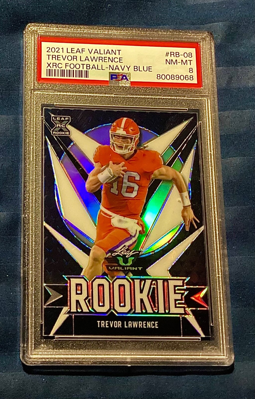 Trevor Lawrence Leaf Valiant Xrc Football #RB08 Navy Blue