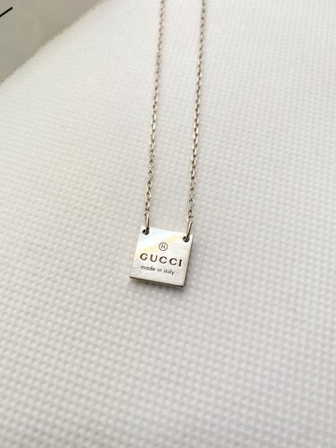 GUCCI Sterling Silver Plate Chain square Necklace SV925 No Box - Picture 6 of 16