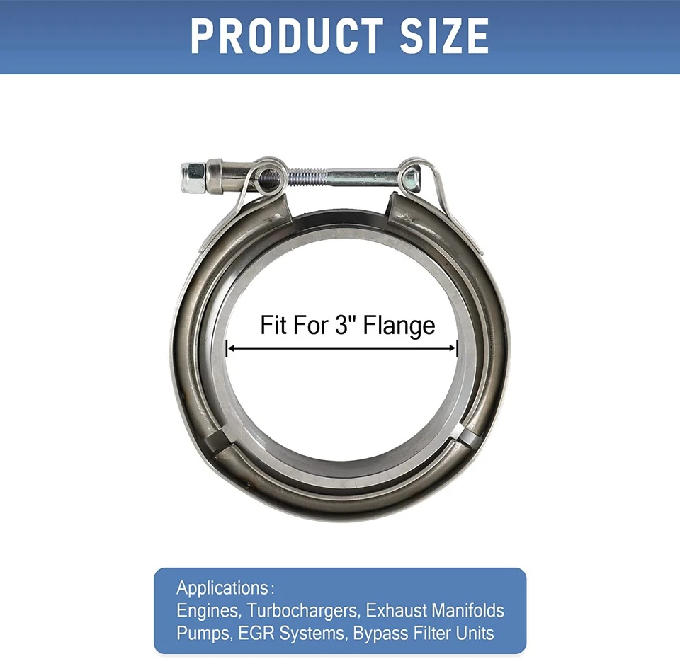 Комплект из 3-дюймового V-образного фланца и зажима штекерный/гнездовой с выхлопной трубой Ridge сталь X4 шт. - Изображение 2 из 4