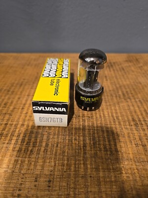 SYLVANIA 6SN7 GTB TUBE LEGENDARY CHROME DOME HALO TOPPED BOXED T PLATES NOS!