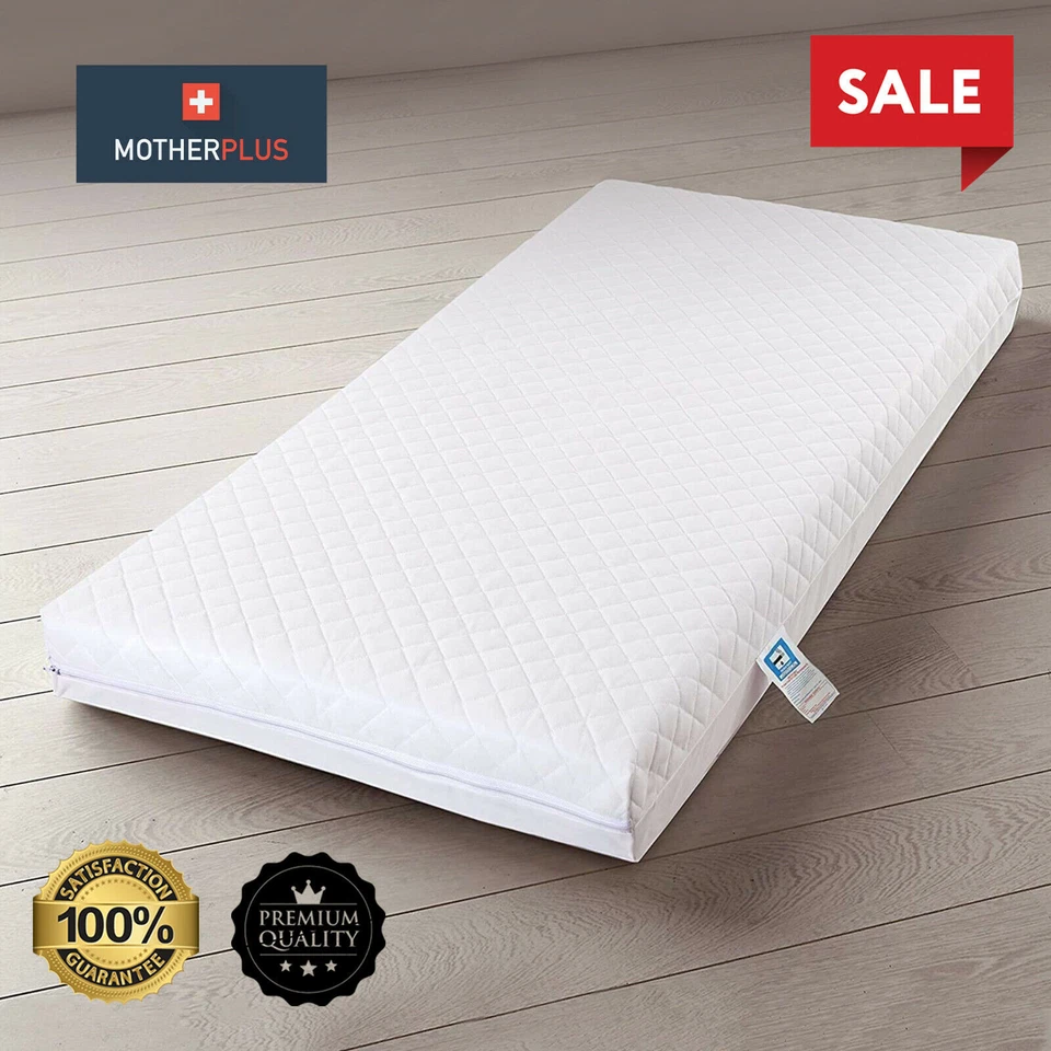 MotherPlus Waterproof Baby Toddler Cot Bed Mattress + Zipped & Removable Cover - Image 2 of 4