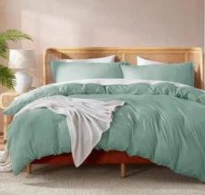 Nestl Soft Duvet Cover Set Sage Green 3pc Brushed Full 80" x 90" & 2 Pillow Sham