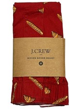 NWT J CREW Boxer Underwear Sz S-M-XL Red Baguette Croissant 12