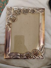 Vintage GODINGER SILVER PLATE Mini Photo Album EMBOSSED ROSES