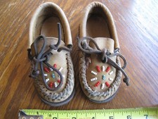 Vintage Sure Step by Panco Deerskin Leather Child's Beaded Moccasins