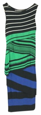 bailey 44 layered column dress ANTHROPOLOGIE PIPED STRIPES TIERED COLOR BLOCK BODYCON S Collar Style_Stand