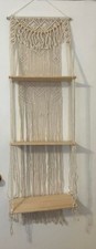 Macrame Wall Hanging Shelf with Beads- 3 Tier Wooden Shelves-52" Long x 16" Wide