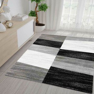 Wohnzimmer Teppich Gunstig Meliert In Grau Weiss Und Schwarz Neu