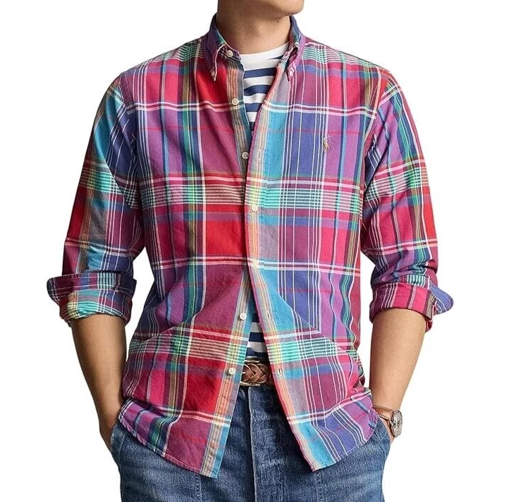 Polo Ralph Lauren Men 3XLT Button Down Oxford Shirt Multi Plaid w/ Pony $138 NWT