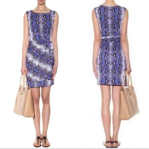 Blue Python Snake Print Silk Jersey 