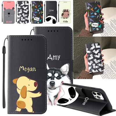 Folded Wallet Leather Personalised Case Cover For iPhone 16 Pro Max 13 12 15 14