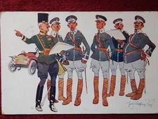 MILITARY COMIC - HUMOUR / ARTIST SIGNED POSTCARD / 1909