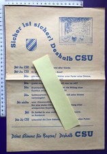 Old election propaganda leaflet of the CSU for the state and district election 1958