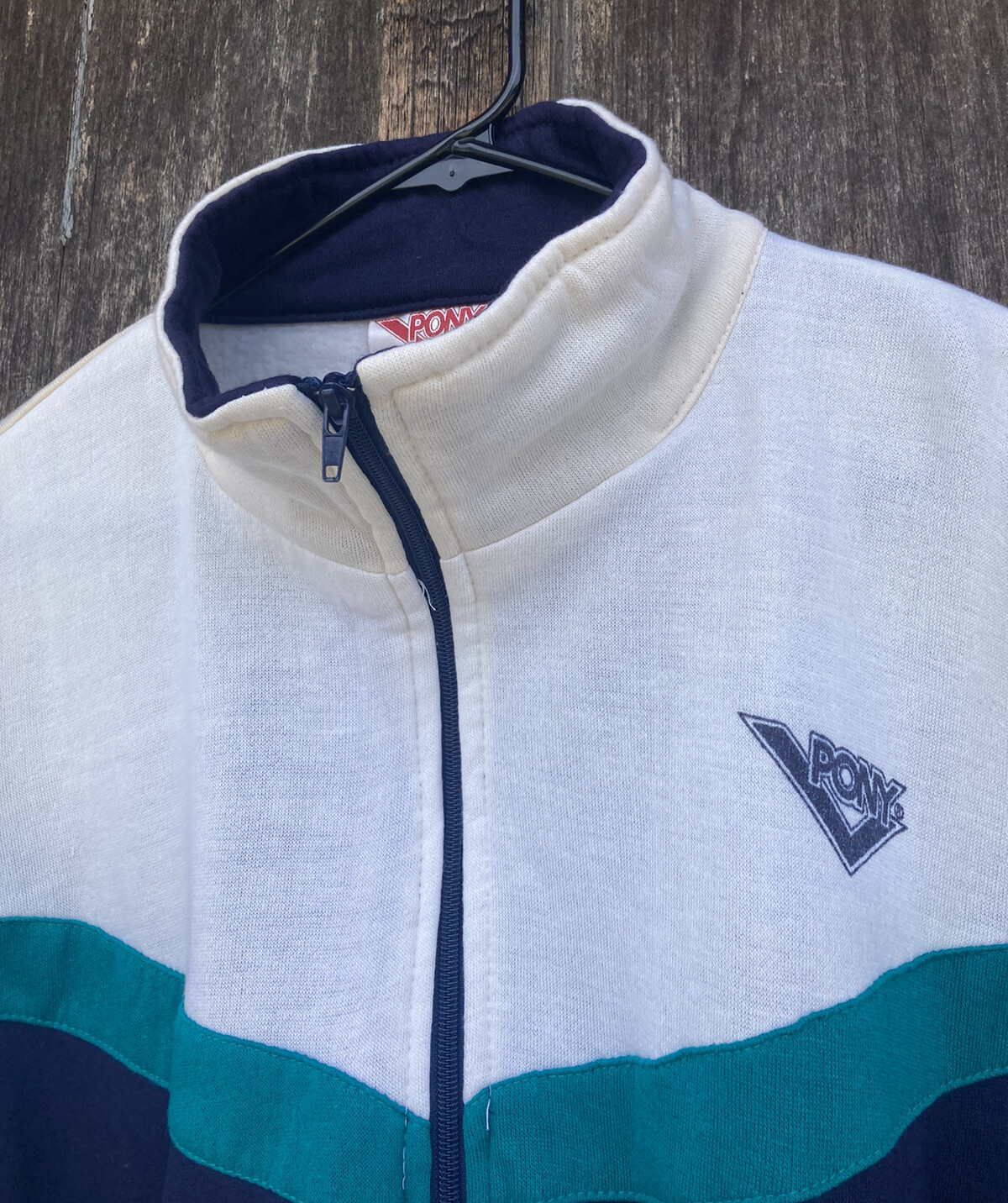 Giacca da pista vintage anni '80 pony uomo grande cerniera acrilica colorblock ragazzi saggi