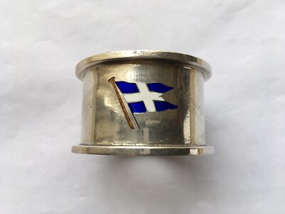 1926 ÄLTERER DEMPSTER M.V.ACCRA SOUVENIR DER KREUZFAHRT SILBER & EMAILLE SERVIETTENRING