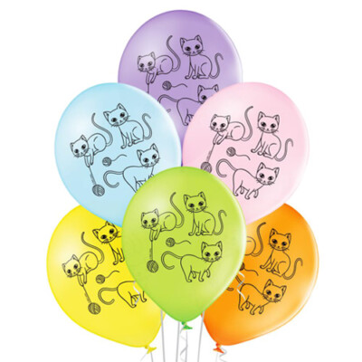 Verspielte Kätzchen Katzen 10 Zoll Latexballons Geburtstag Party Luftballons (6 Stück)