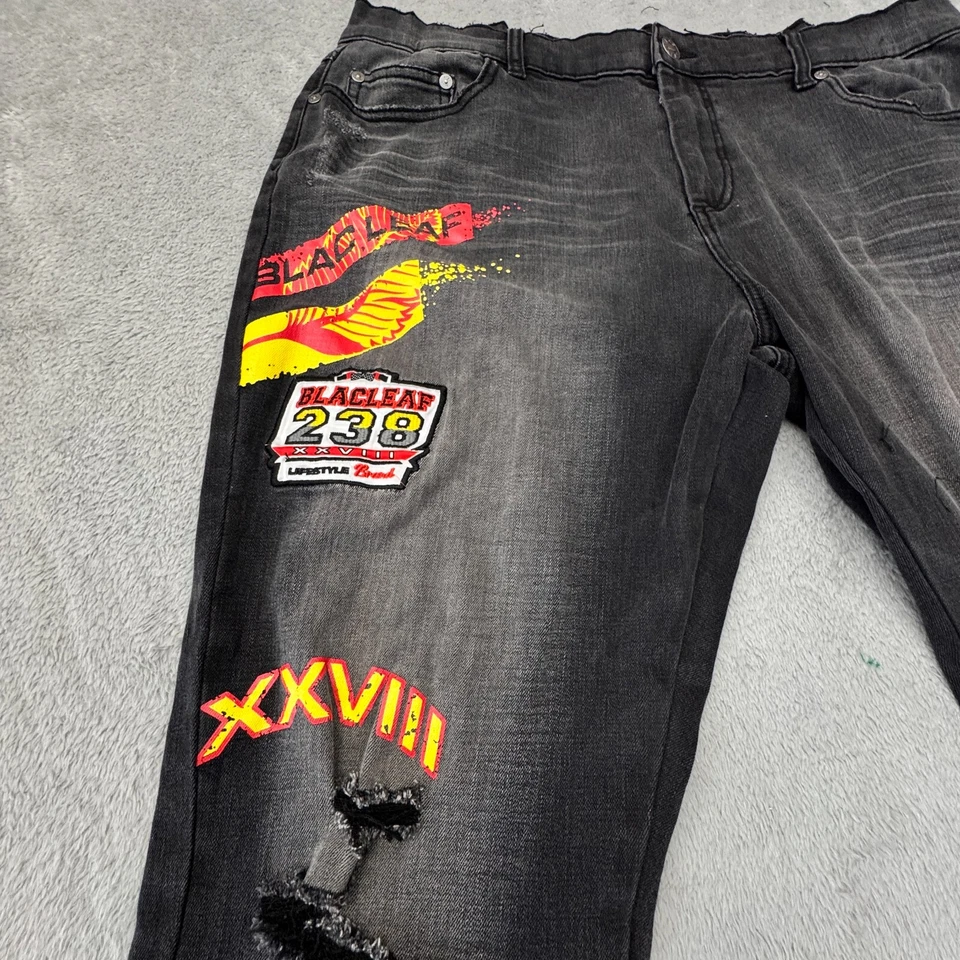 Blac Leaf 男式牛仔裤实际尺寸 38 x 31 黑色弹力 — 第 3/4 张图片