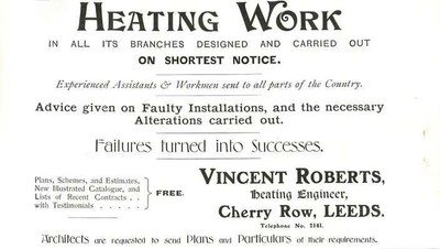 1901 Vincent Roberts Heating Engineer Cherry Row Leeds Ad | eBay