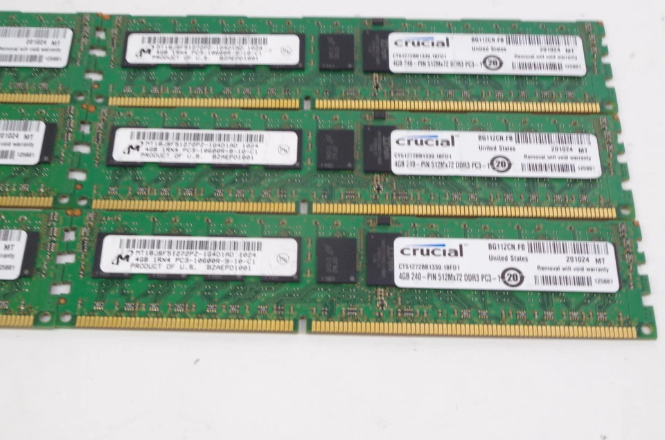 6X MICRON MT18JSF51272PZ-1G4D1AD 4GB 1RX4 PC3-10600R SERVER RAM(16GB) - Image 2 of 2