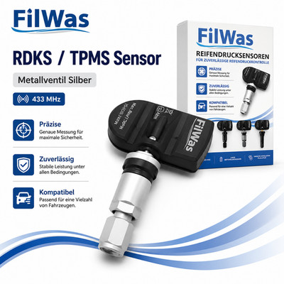 4x FilWas RDKS TPMS Sensor 433MHz Silber passend für MAXUS 2