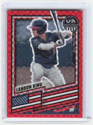 2026 Panini Stars and Stripes Prizm Landon King #16 Red Power 44/149