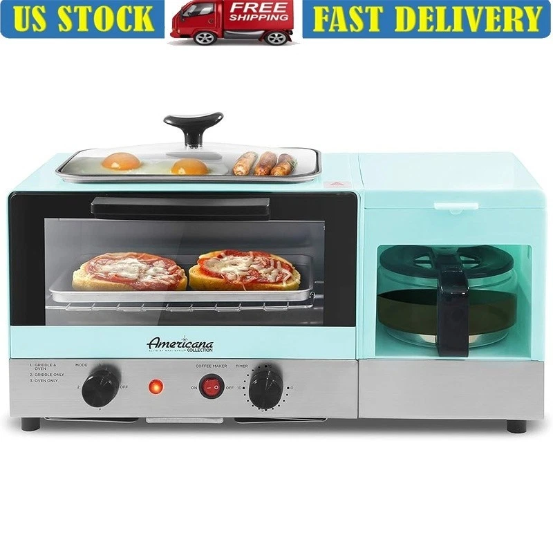 3in1 Breakfast Station Coffee Maker Toaster Oven Griddle Kitchen Appliance New