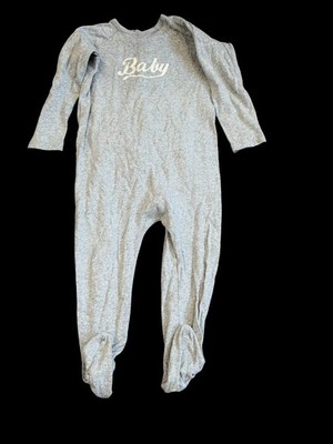 Bonpoint Unisex Cotton One Piece Footed Coverall Romper ''baby'' Gray Cotton Sz 2