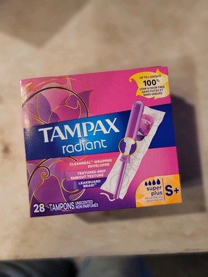 Tampax Radiant Super Plus Unscented Tampons, 28ct